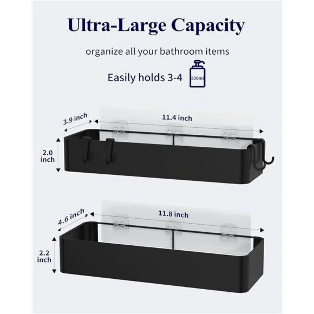 Large Shower Caddy 2 Pack Adhesive Bathroom Organizer Rustproof Stainless Steel